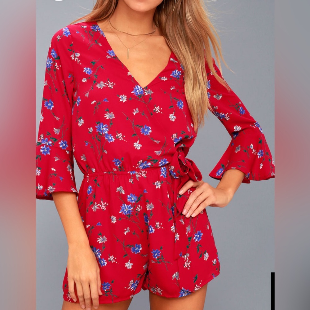 Lulus Floral Red Jumpsuit/Romper - image 1